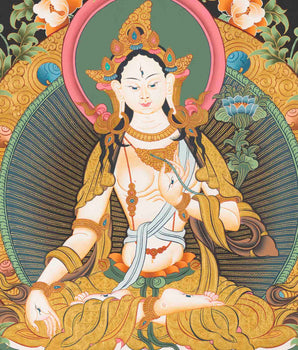 Female Bodhisattva Art | White Tara Thangka | Wall Decors
