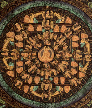 Vintage Small Dark Shakyamuni Buddha Mandala | Art Painting