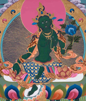 Female Bodhisattva Tara | Green Tara Thangka | Wall Decoration Art