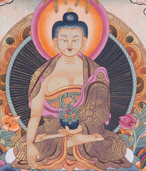 Shakyamuni Buddha With Brocade | Wall Decor Painting