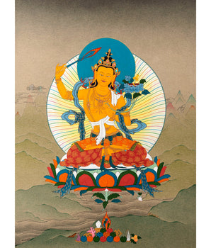Manjushri Buddha Thangka | Traditionally Hand Painted Wisdom Deity