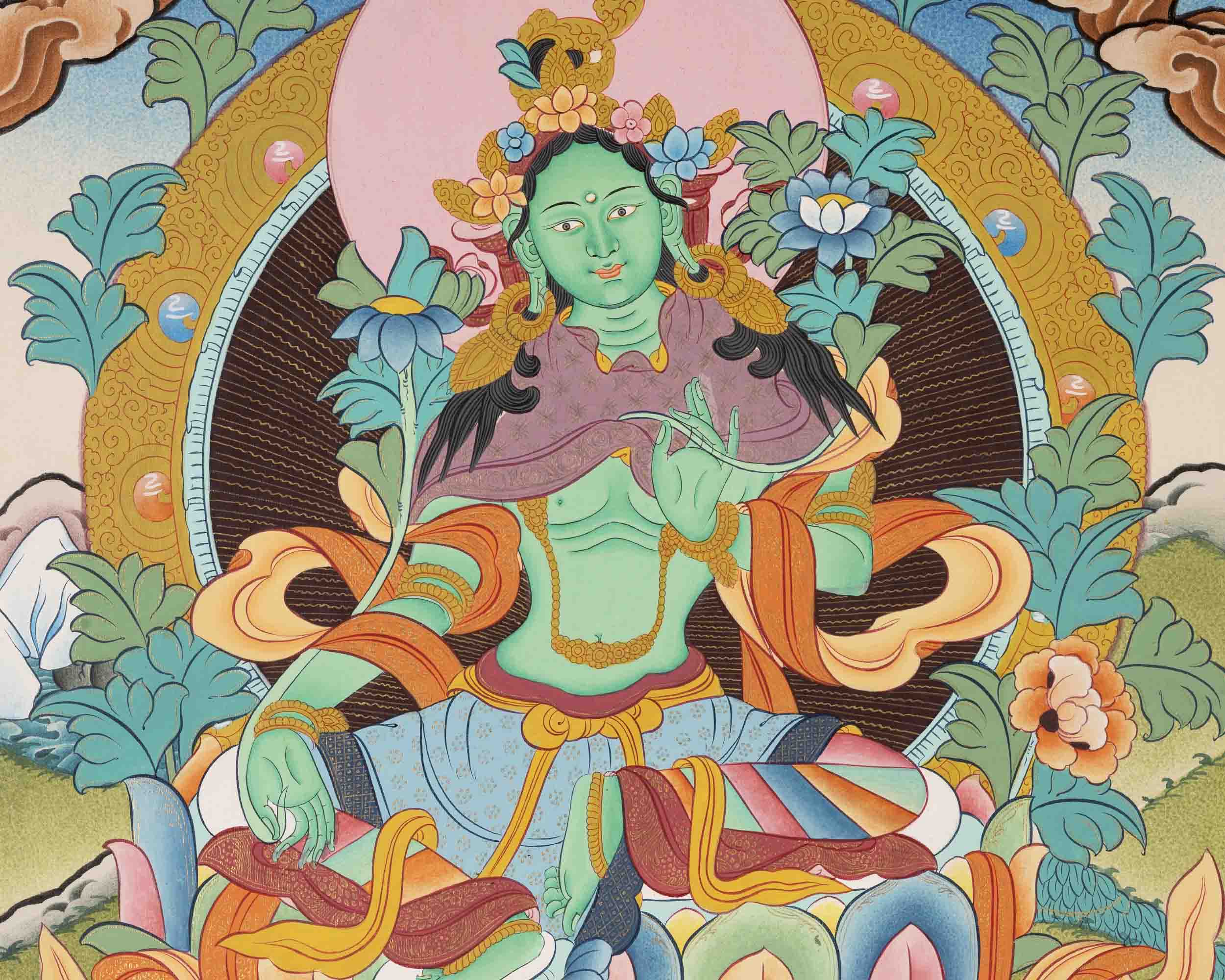 Green Tara Thangka | Healing Female Deity | Buddhist Gift Ideas