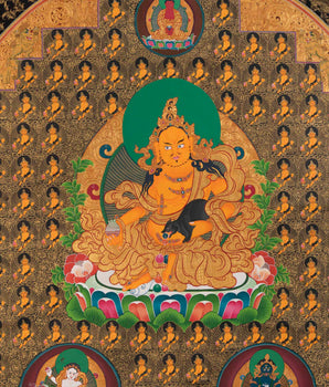 Dzambala Yellow Thangka  |  Traditional Tibetan Art | Wall Decors
