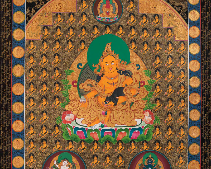 Dzambala Yellow Thangka  |  Traditional Tibetan Art | Wall Decors
