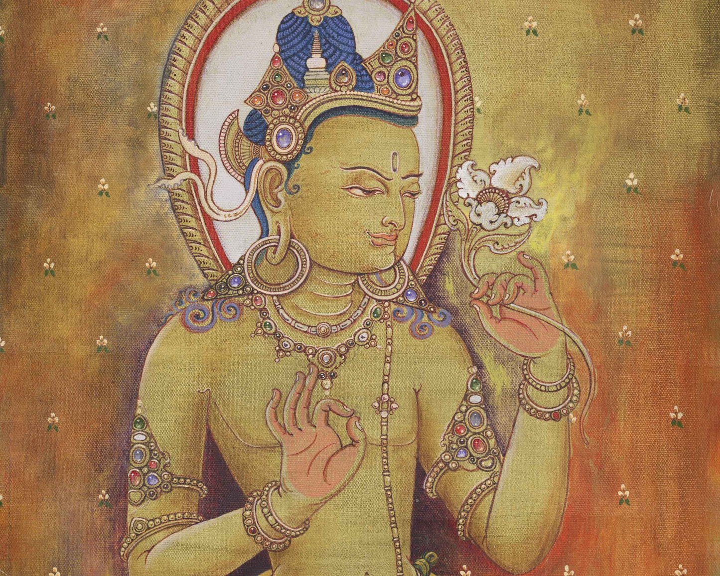 Himalayan White Tara Buddha Goddess Thangka Print | Vajrayana Buddhist Art Of Mother Tara For Prayers