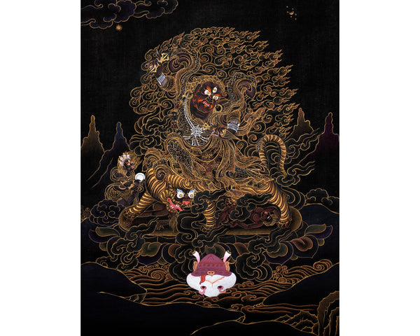 Dorje Drollo Thangka | Black And Gold Thanka | Tibetan Buddhist Deity