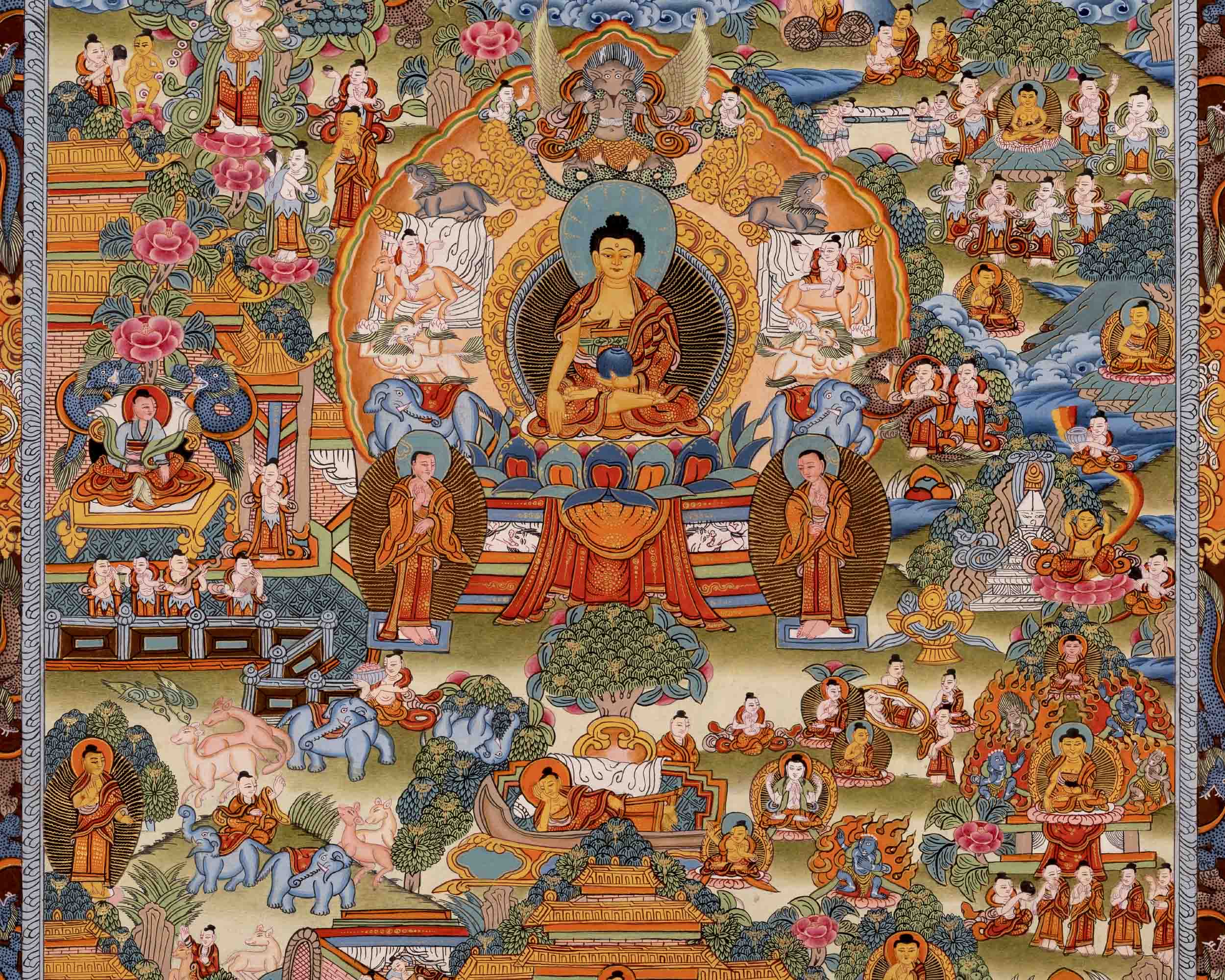 Life Story Of Shakyamuni Buddha | Traditional Thangka Art | Wall Decors