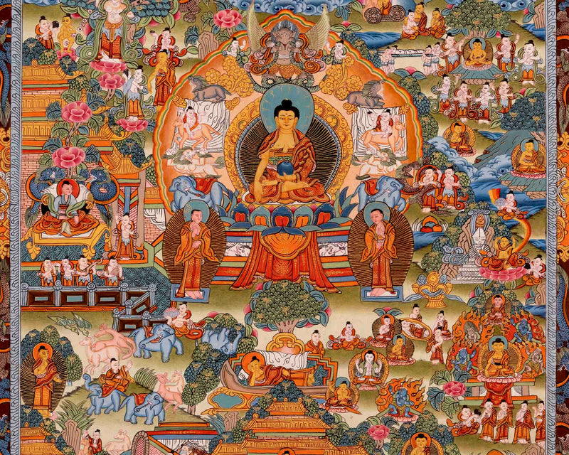 Life Story Of Shakyamuni Buddha | Traditional Thangka Art | Wall Decors