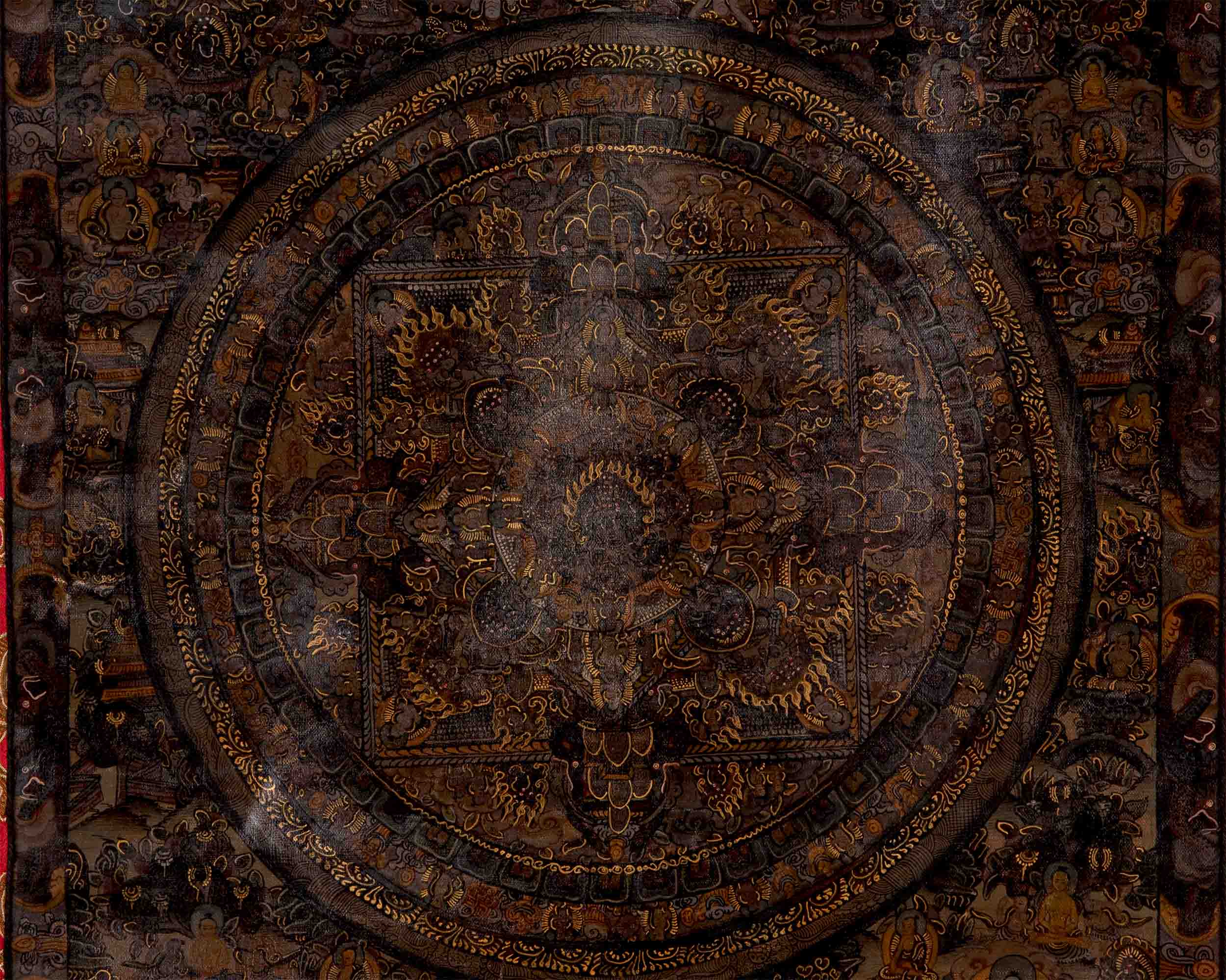 Oil Varnished Heruka Mandala | Wall Hanging Canvas Art