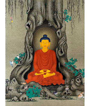 Meditating Shakyamuni |  Happy Buddha Art | Buddhism Thangka
