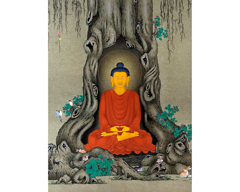 Meditating Shakyamuni |  Happy Buddha Art | Buddhism Thangka