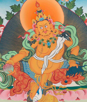 Dzambala Kubera Thangka Painting | Deity Of Wealth | Wall Decors