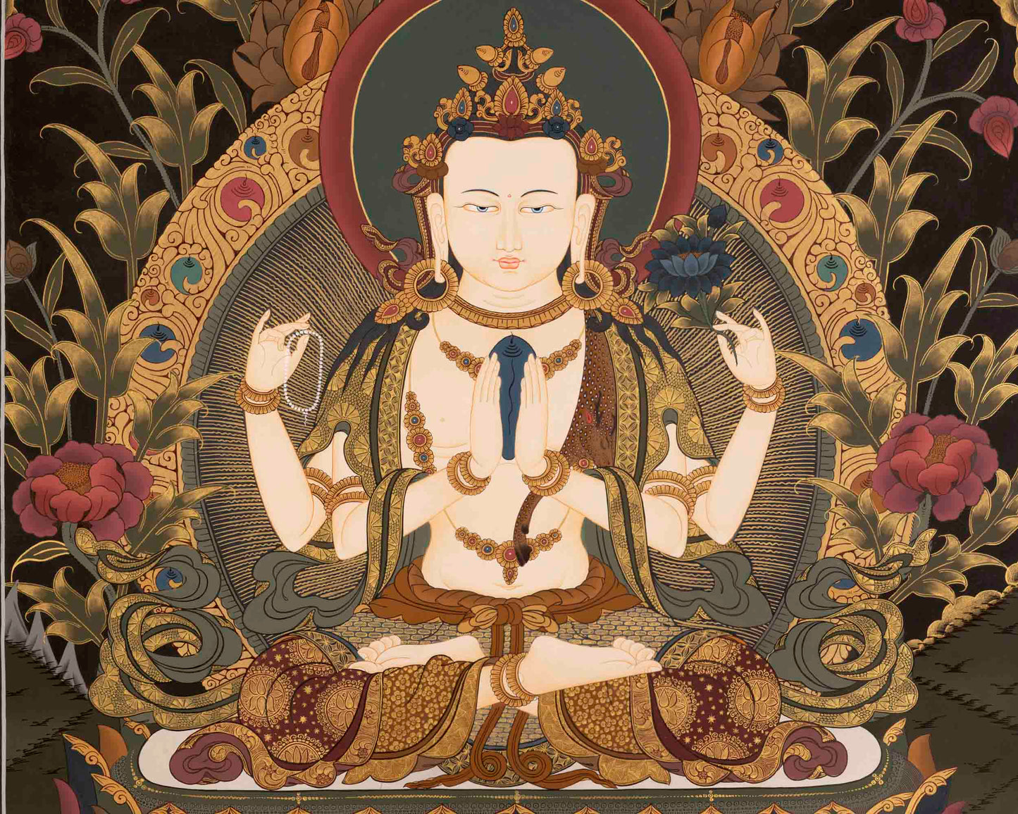 Avalokitesvara Chengrezig Thangka | Wall Hanging Yoga Thangka