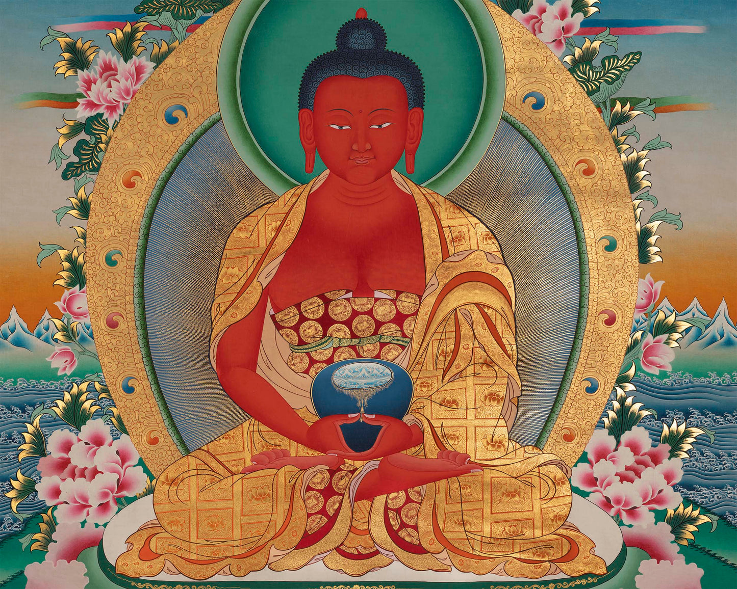 Red Amitabha Buddha | Thangka Prints | Wall Hanging Decors