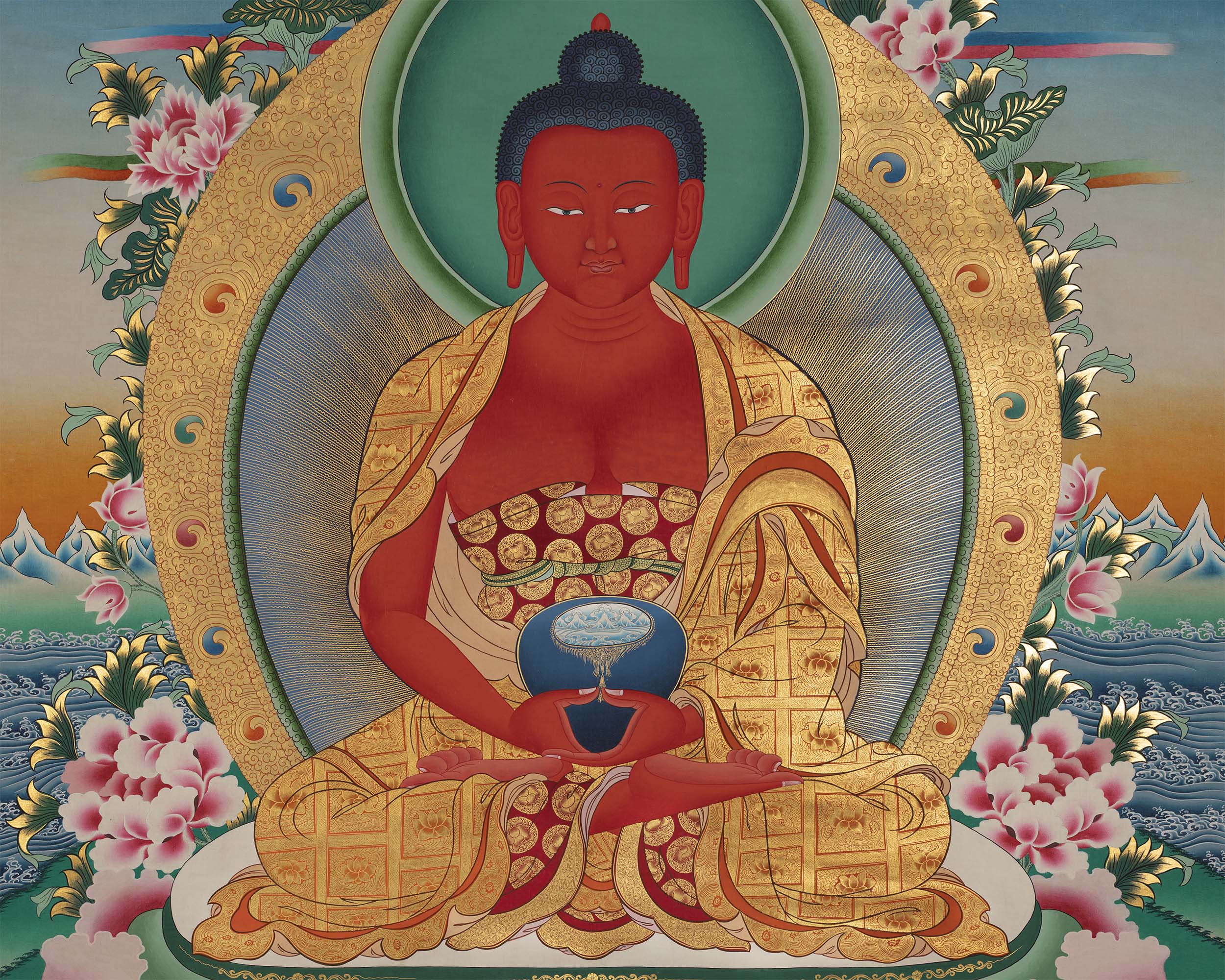 Red Amitabha Buddha | Thangka Prints | Wall Hanging Decors