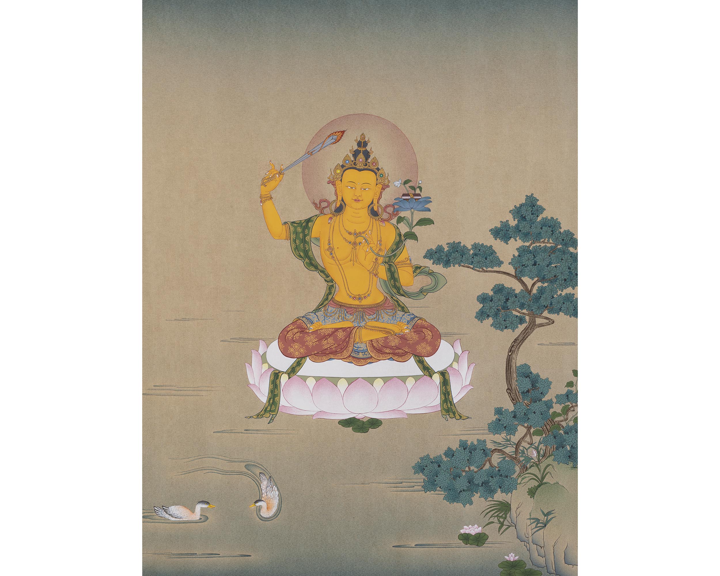 Manjushri Thangka | Bodhisattva Of Wisdom | Traditional Tibetan Thanka