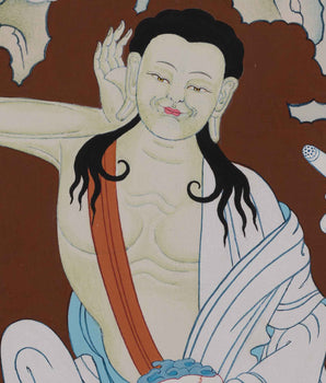 Jetsun Milarepa Hand-Painted Thangka Art | Tibetan Buddhist Master Art For Daily Practice