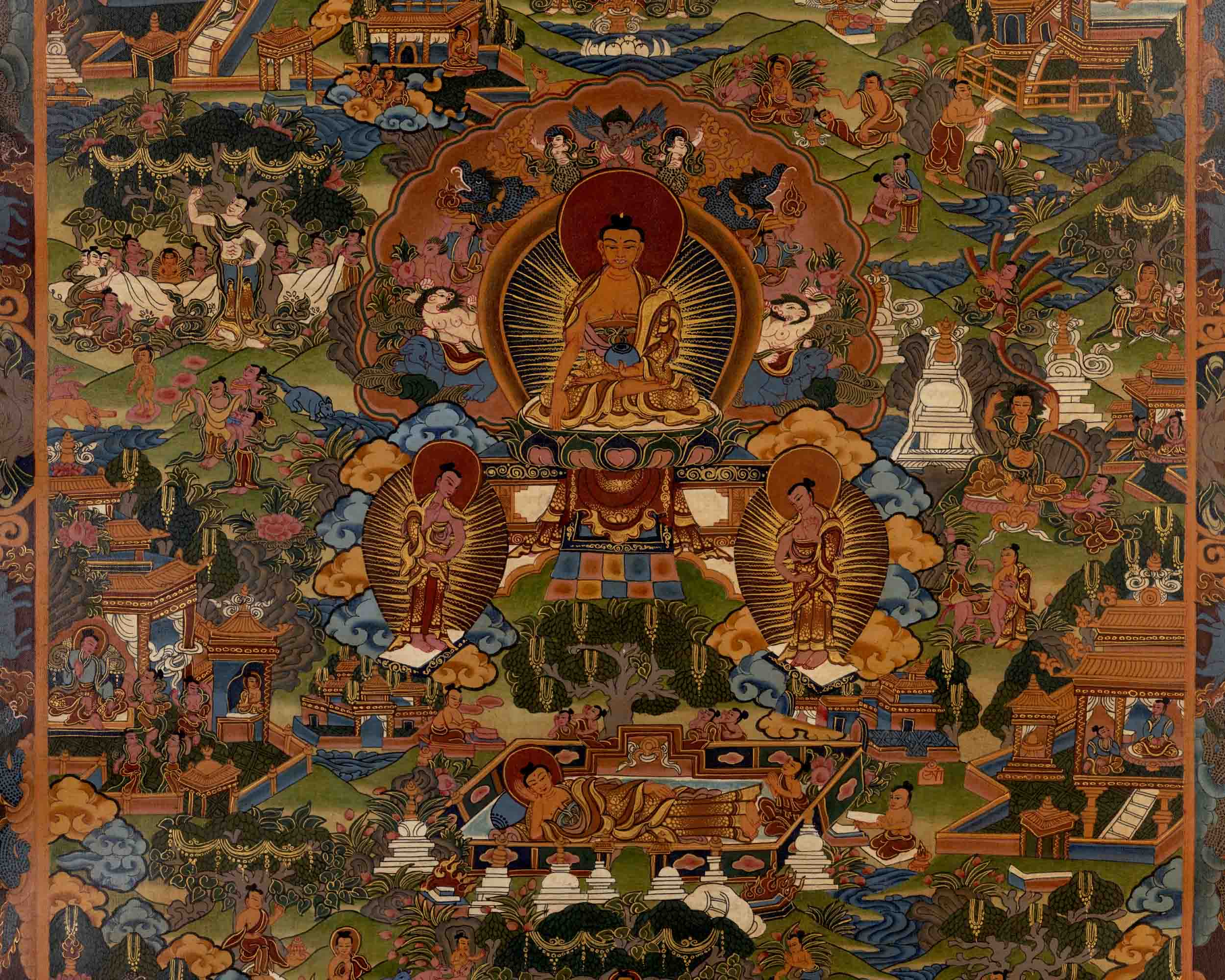 Buddha Life Story | Traditional Tibetan Thangka | Wall Decors