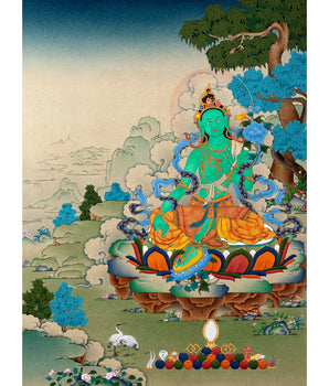 Indoor Green Tara Thangka | Mother Tara | Traditional Hand Painted Deity