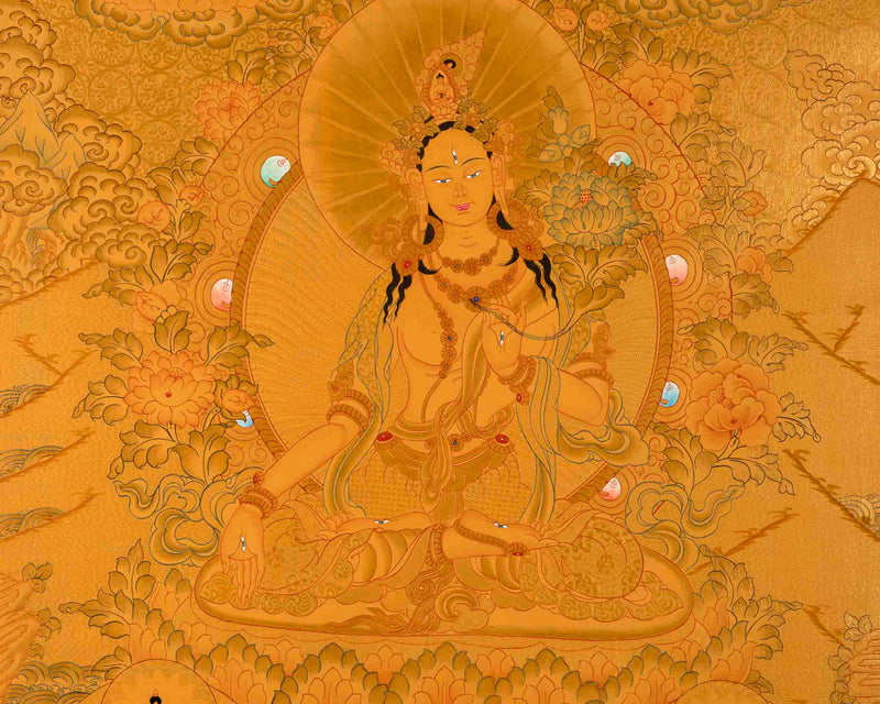 White Tara Thangka Painting | Meditation Canvas Art