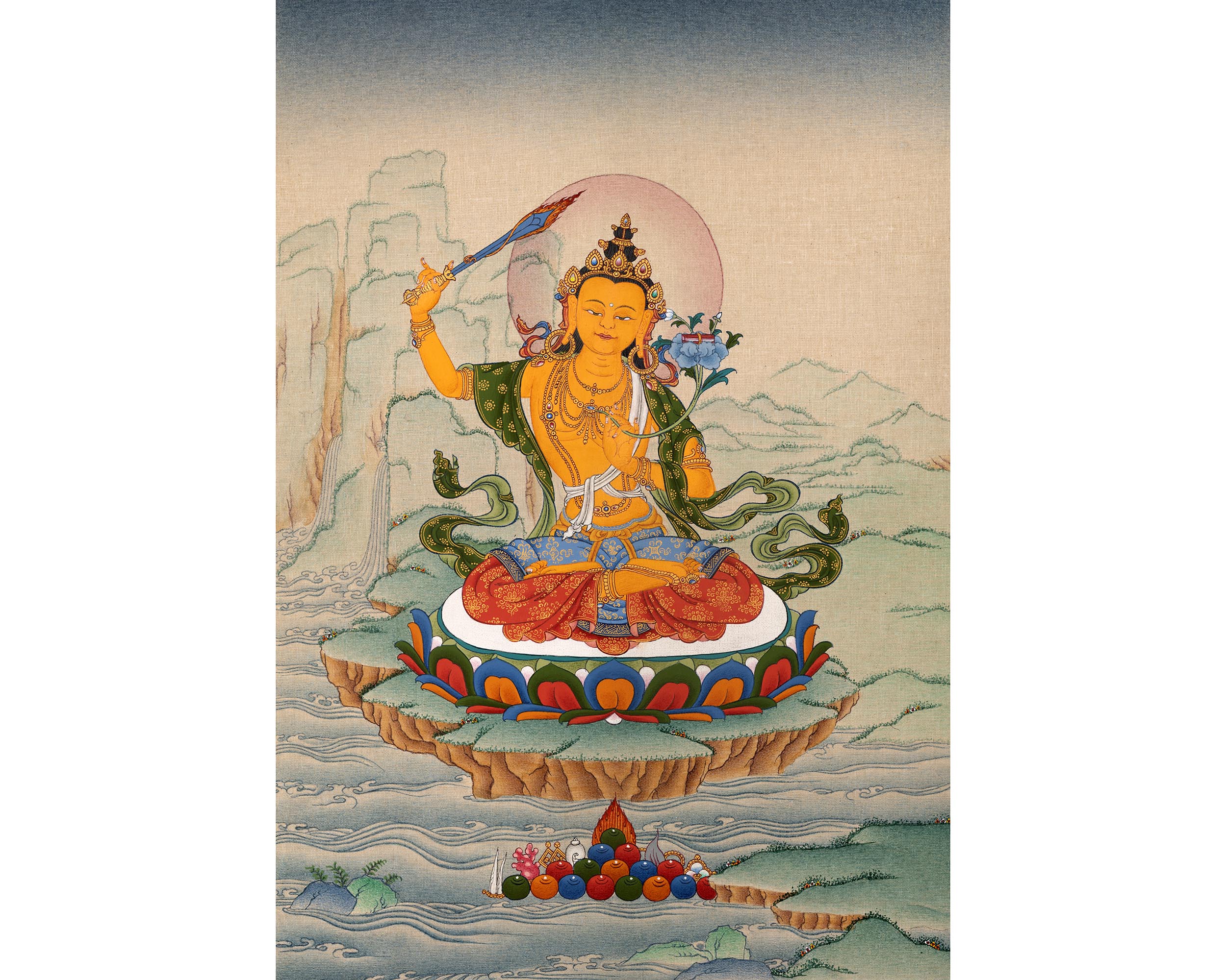 Manjushri Thangka | Traditional Bodhisattva Art