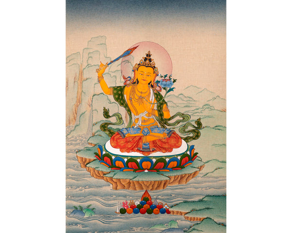 Manjushri Thangka | Traditional Bodhisattva Art