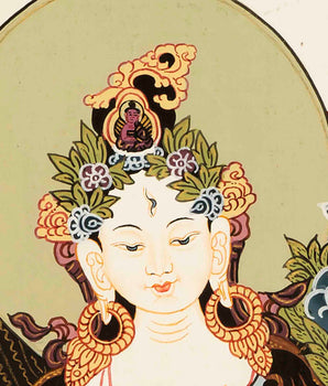 Goddess White Tara | Traditional Thangka Art | Wall Hanging Decoration