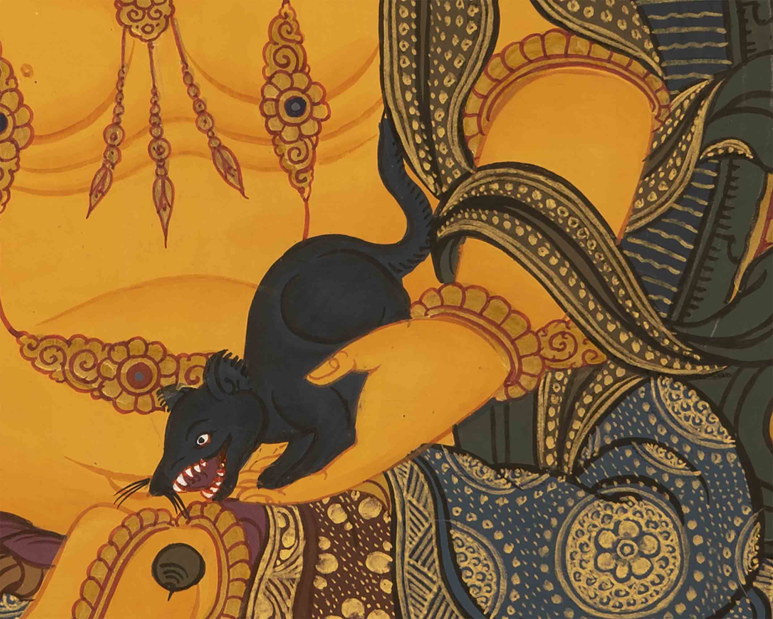 Jhambala Kubera and Manjushri Thangka | HandPainted Buddhist Thangka