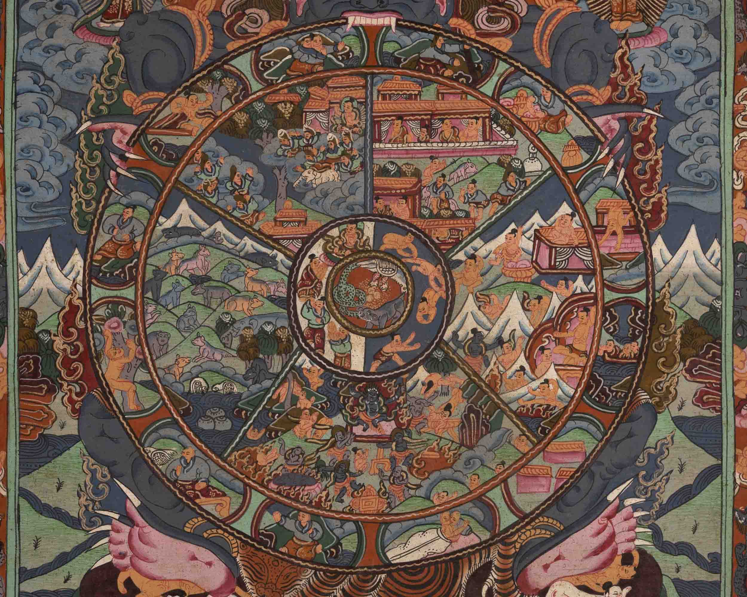 Wheel of Life Thangka | Oil Varnished Painting | Wall Decors