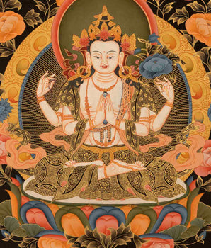 Avalokiteshvara Chenresig | Traditional Tibetan Thangka | Religious Wall Decor