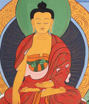 Vintage Shakyamuni Buddha Thangka | Original Tibetan Buddhist Art