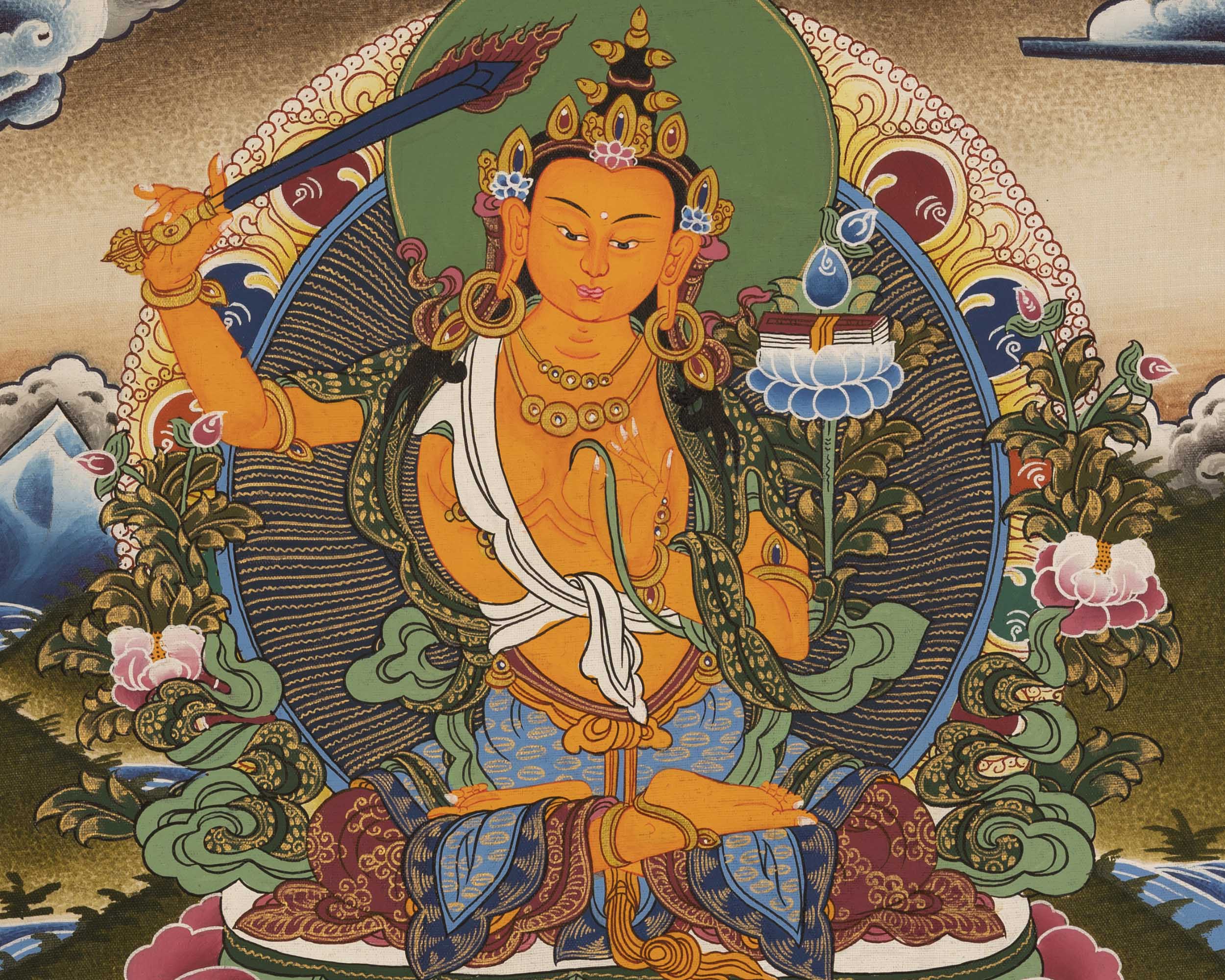 Manjushri Deity Thangka | Wall Hanging Decors
