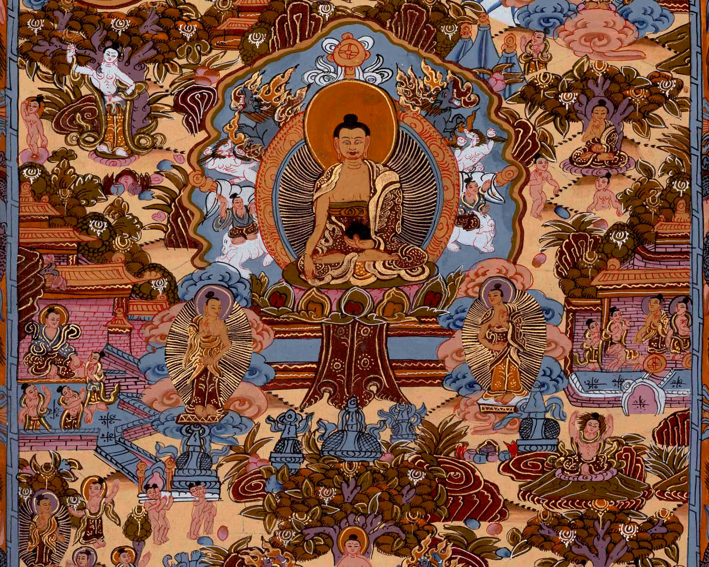 Buddha Life Story Thangka | Religious Buddhist Thangka