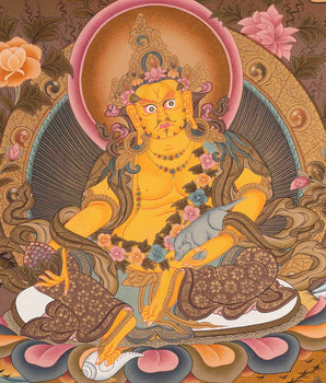 Dzambhala Tibetan Thangka | Religious Buddhist Art | Wall Decors