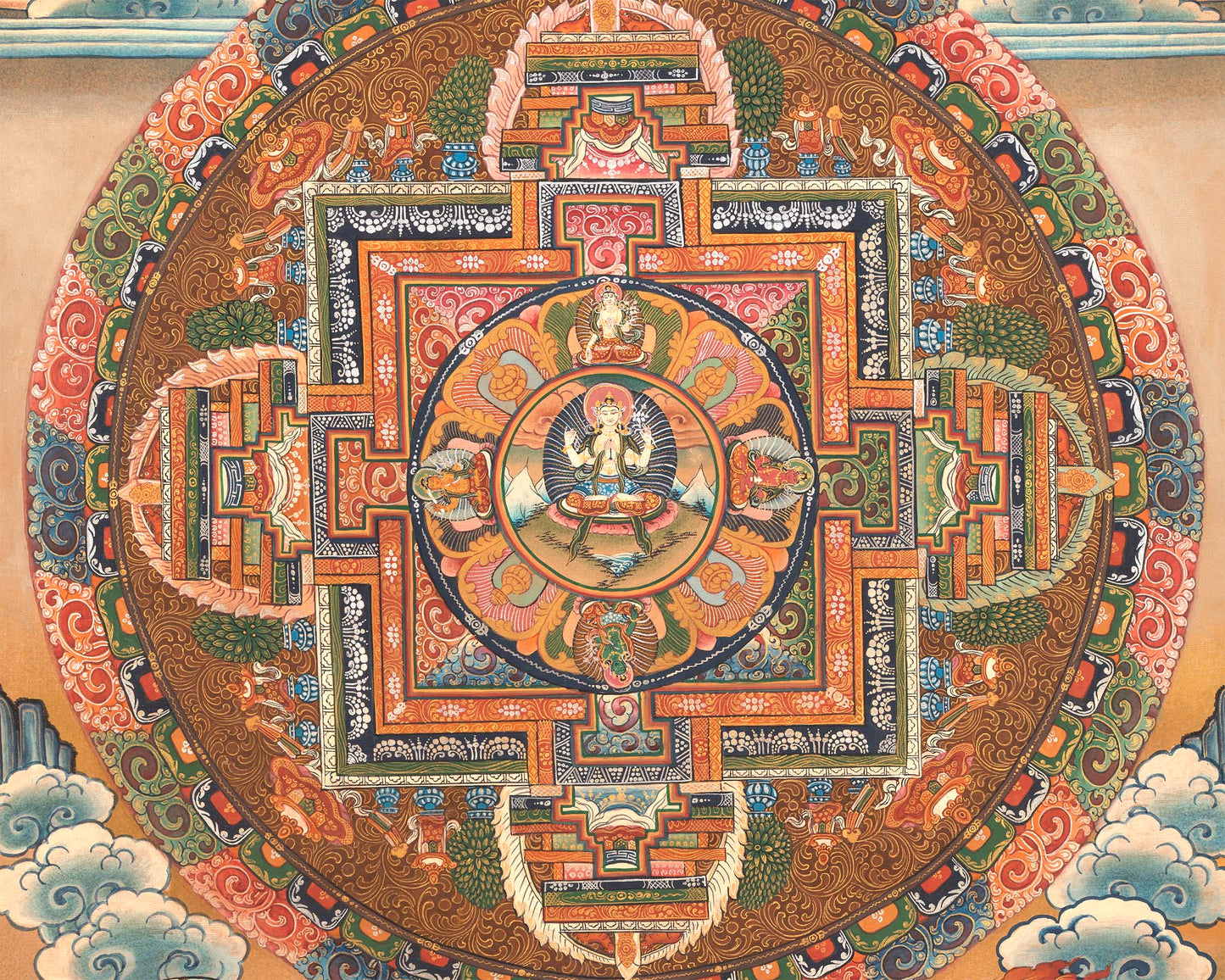 Chenrezig Mandala Thangka | Handpainted Religious Buddhist Art