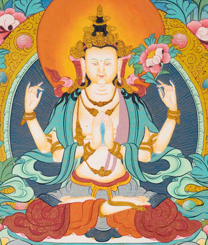 Avalokiteshvara Chengrezig | Bodhisattva of Compassion | Buddhist Painting