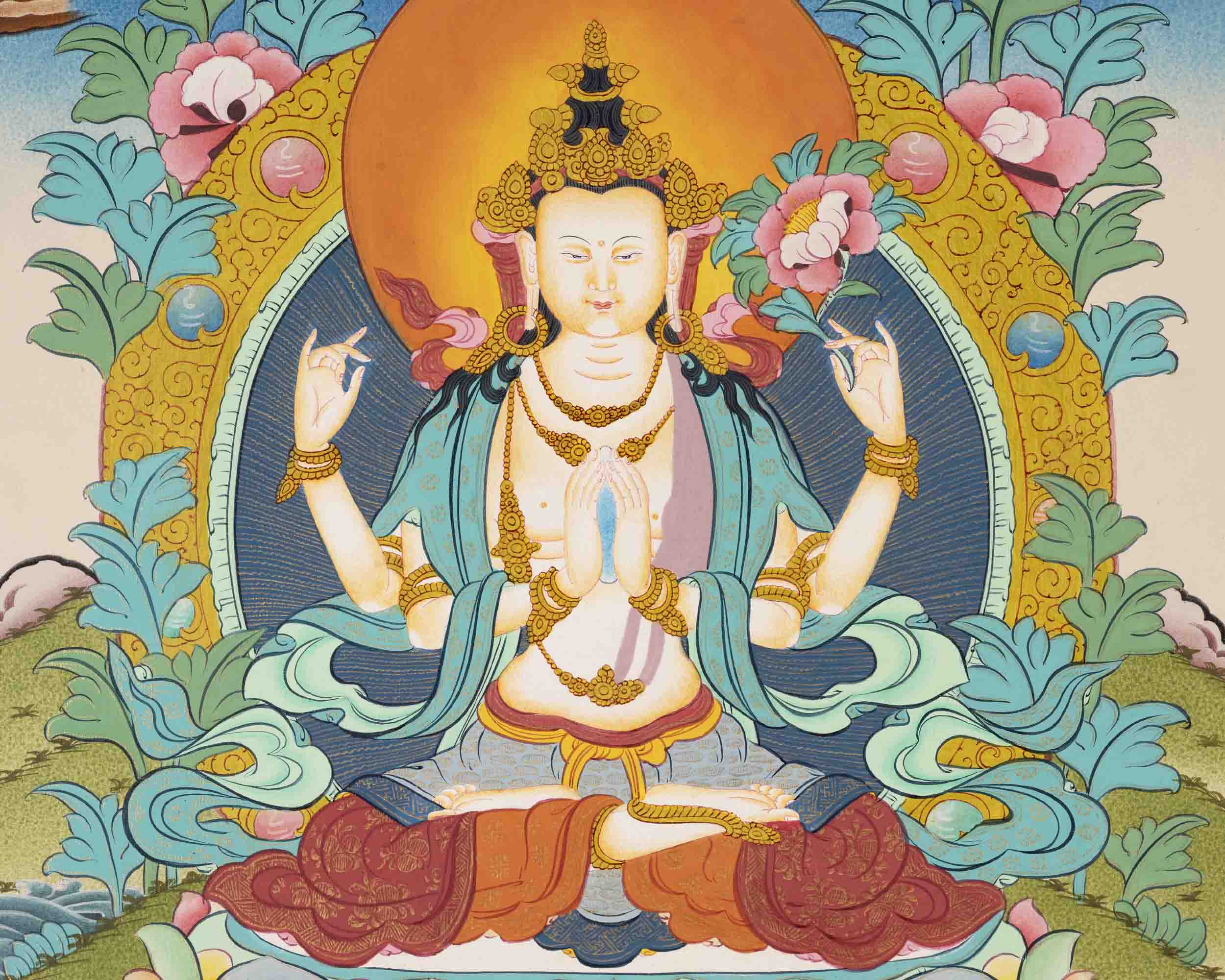 Avalokiteshvara Chengrezig | Bodhisattva of Compassion | Buddhist Painting