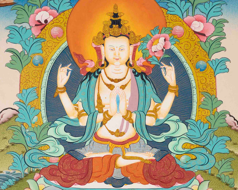 Avalokiteshvara Chengrezig | Bodhisattva of Compassion | Buddhist Painting
