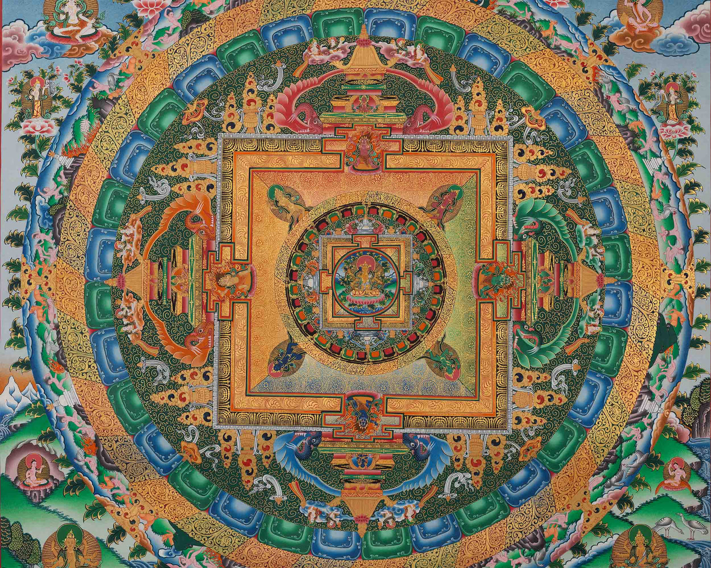 Vasundhara Mandala Thangka | Tibetan Wall Decor Mandala