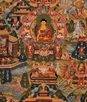 Life Story Of Shakyamuni Buddha | Traditional Tibetan Thangka | Wall Decors
