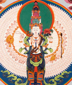 Avalokiteshvara Chenresig Thangka | Tibetan Traditional Painting | Wall Hanging Decors
