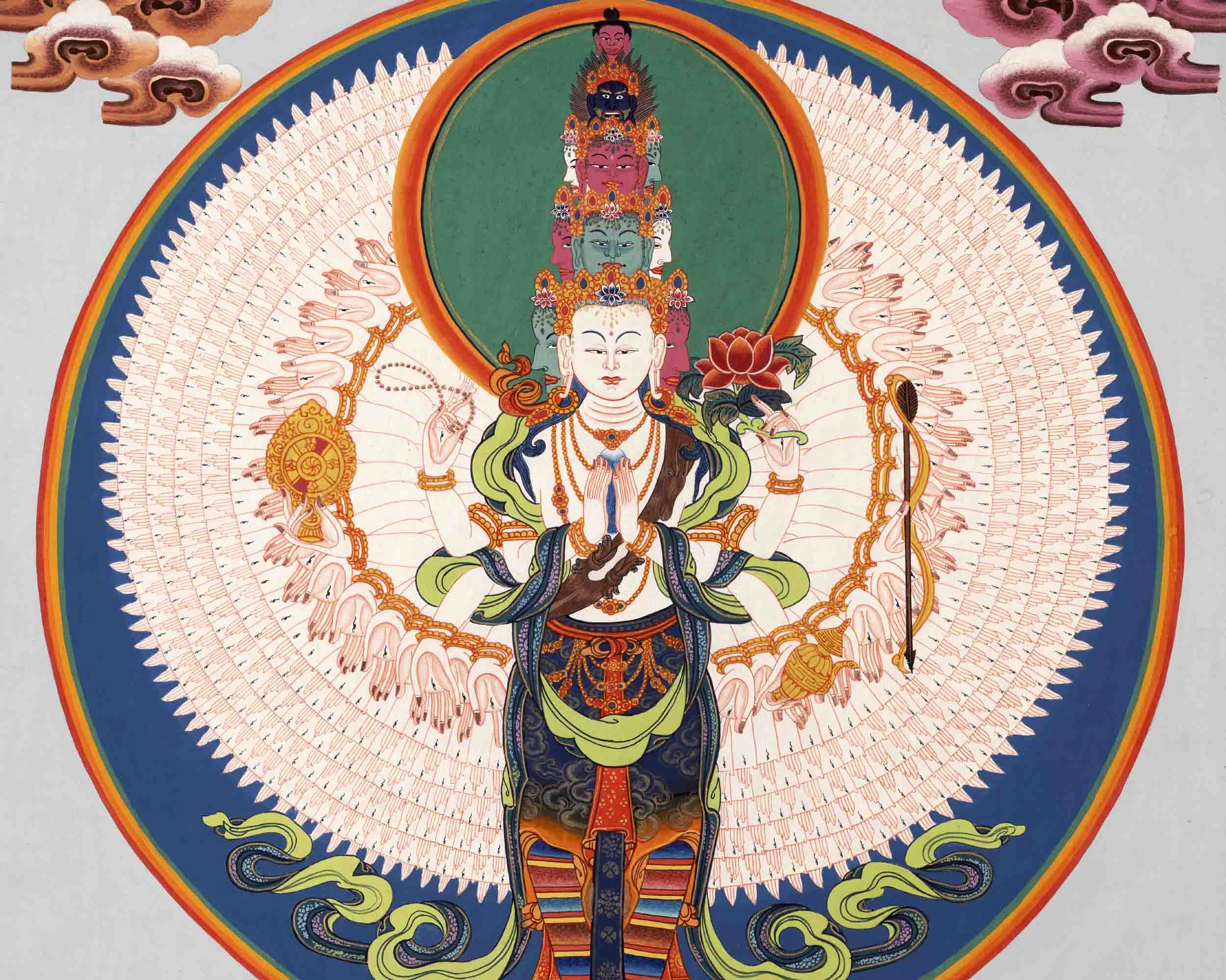 Avalokiteshvara Chenresig Thangka | Tibetan Traditional Painting | Wall Hanging Decors