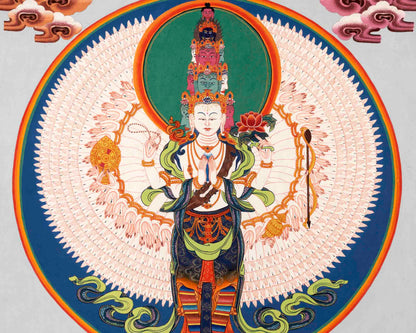 Avalokiteshvara Chenresig Thangka | Tibetan Traditional Painting | Wall Hanging Decors