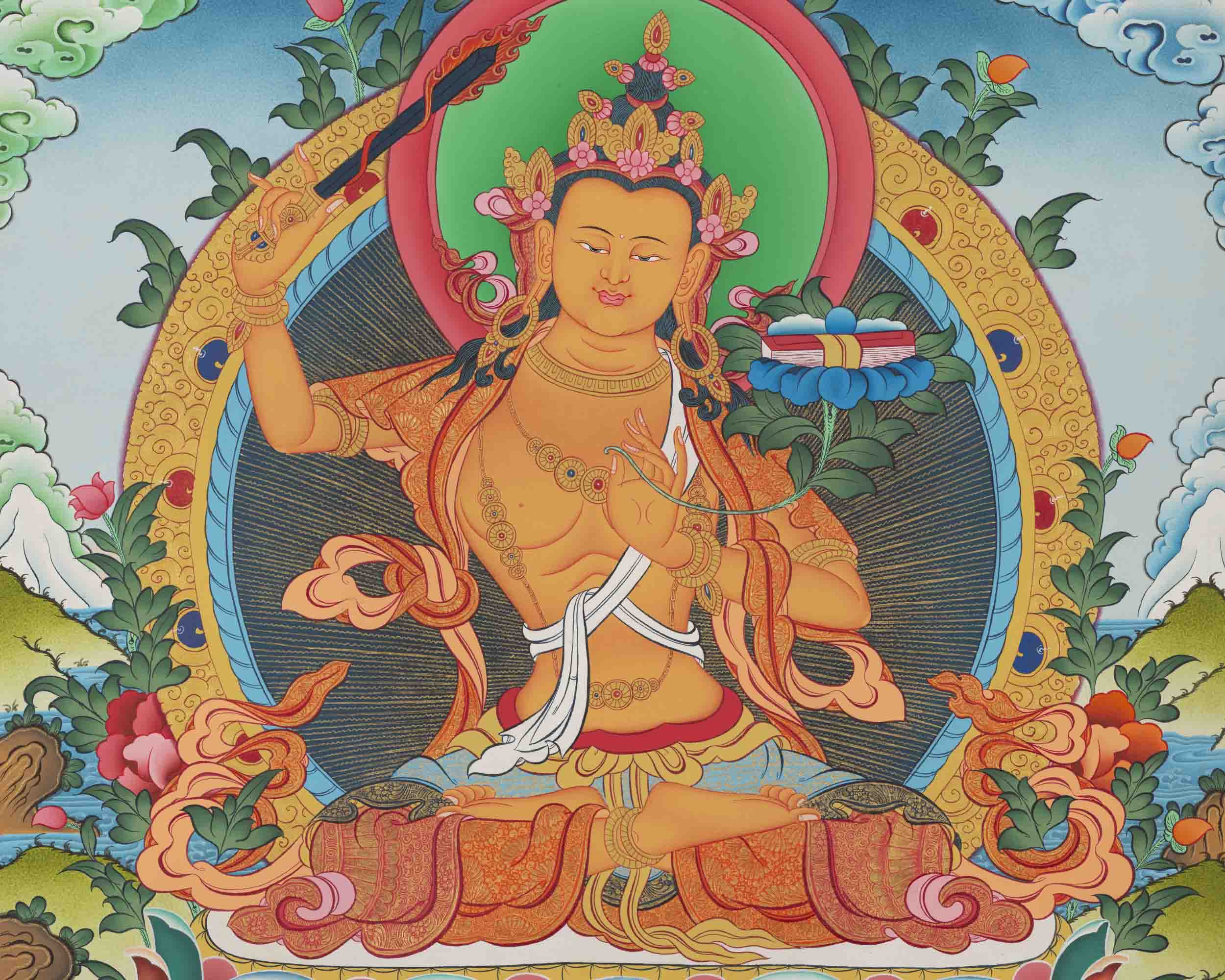 Hand-painted Manjushree Thangka | Wall Decoration Painting