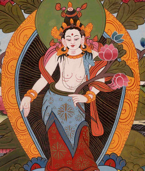 Padmapani Lokeshvara Thangka | Vintage Traditional Art | Wall Decors