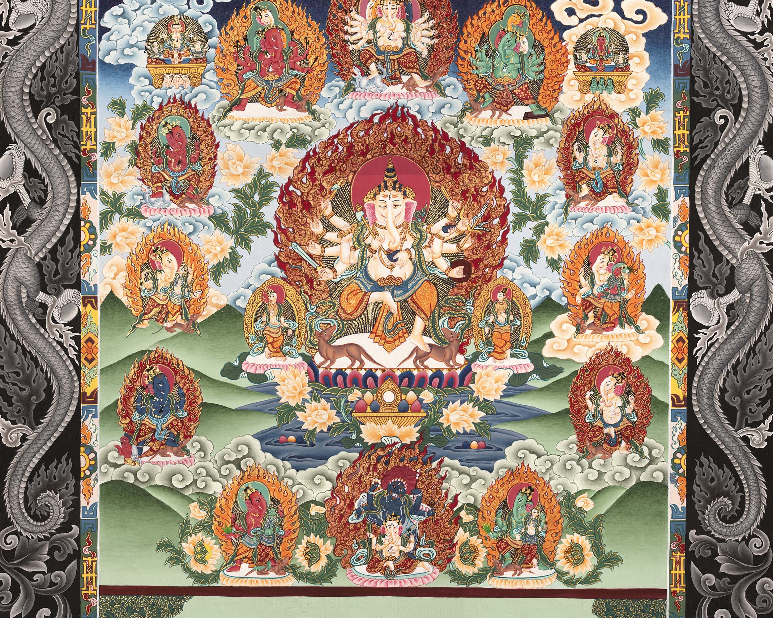 Ganesh Thangka Print | Traditional Paubha Art | Wall Decors