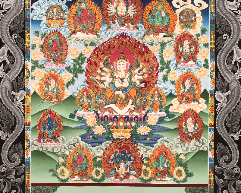 Ganesh Thangka Print | Traditional Paubha Art | Wall Decors