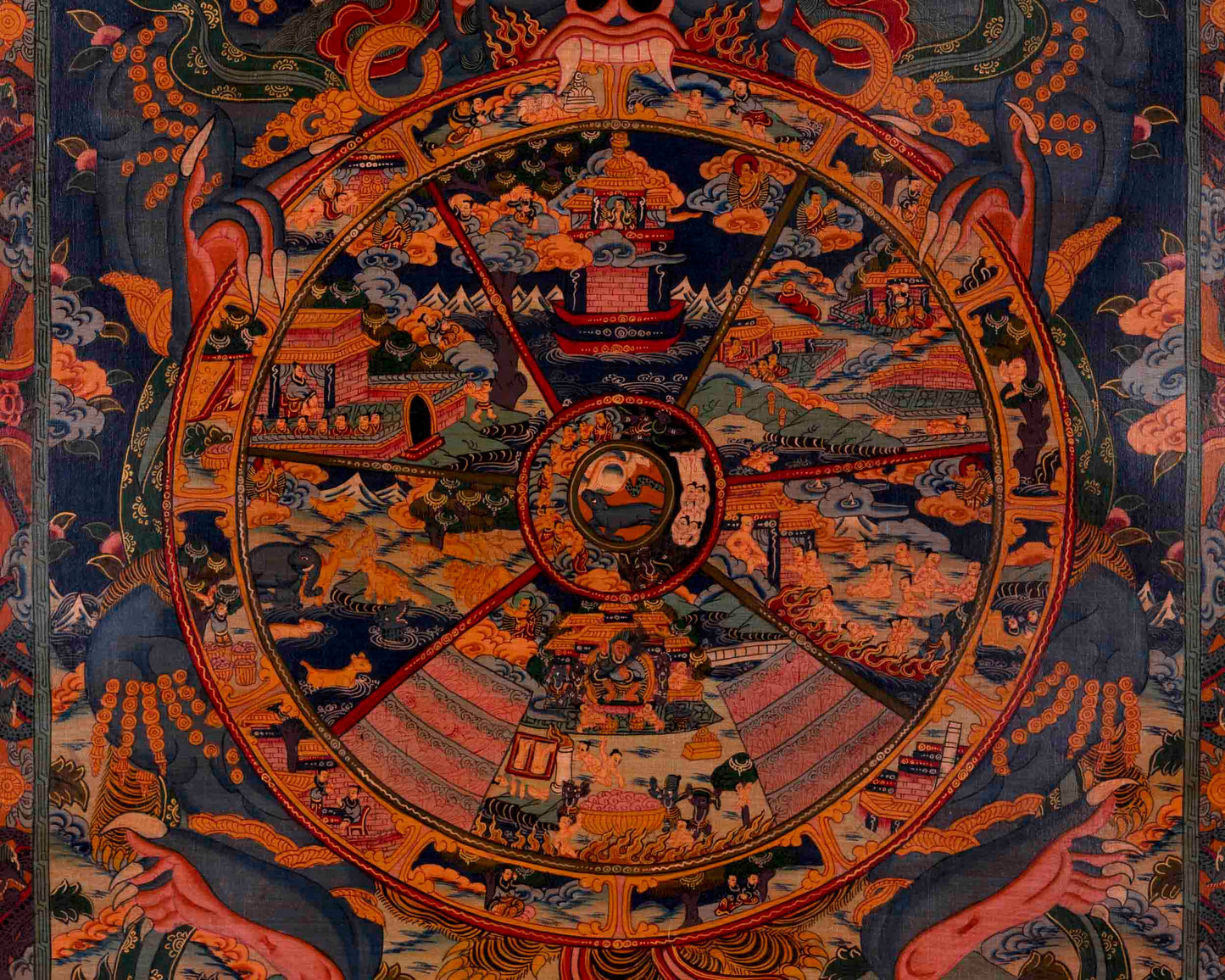 Wheel of Life Thangka | Traditional Tibetan Painting | Wall Decors