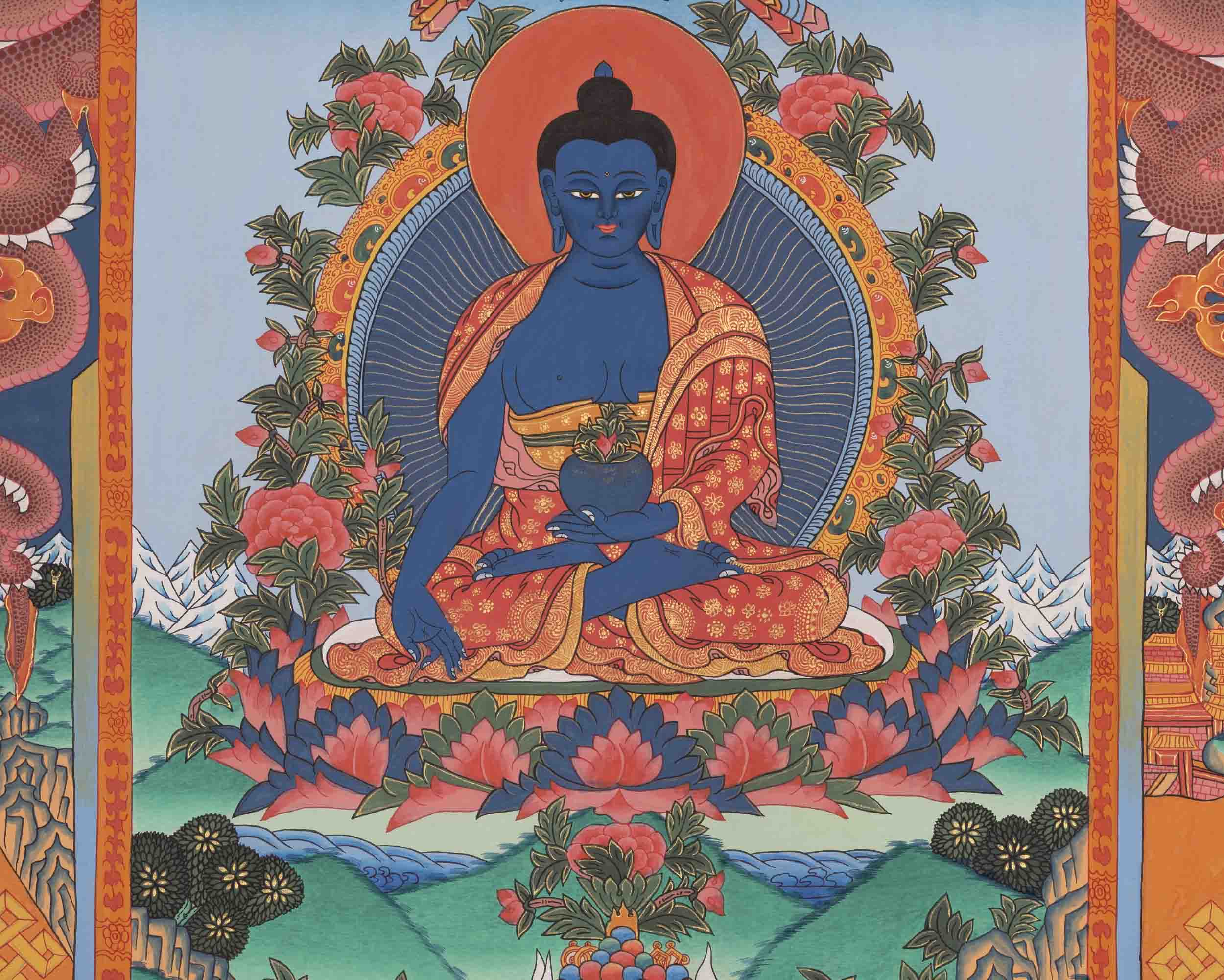 Bhaisajyaguru Thangka | Medicine Buddha | Religious Wall Decors