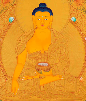Shakyamuni Buddha Thangka | 24K Gold Painting | Wall Hanging Decors